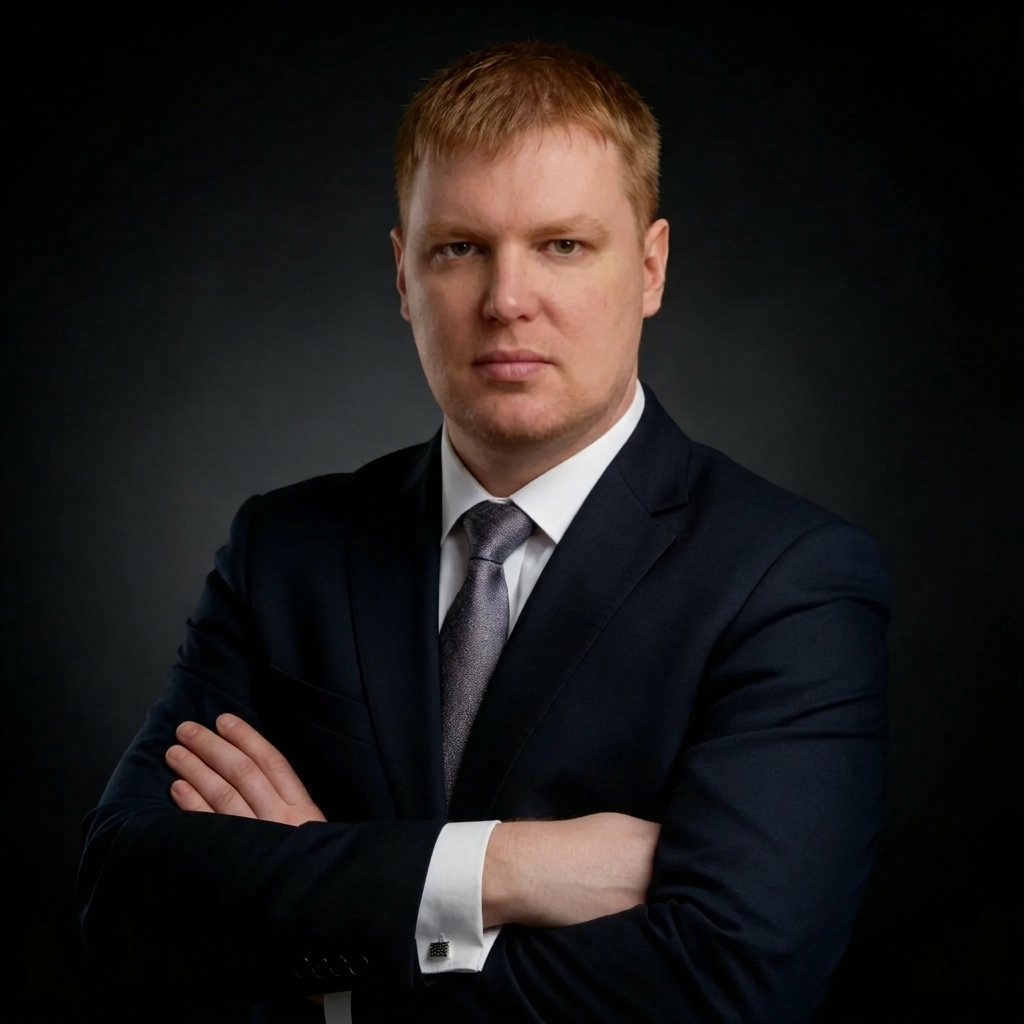 Александр Полковников в деловом костюме